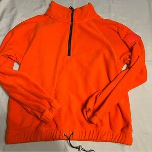 Love & Sport Bright Orange Fleece Quarter-Zip Pullover Medium